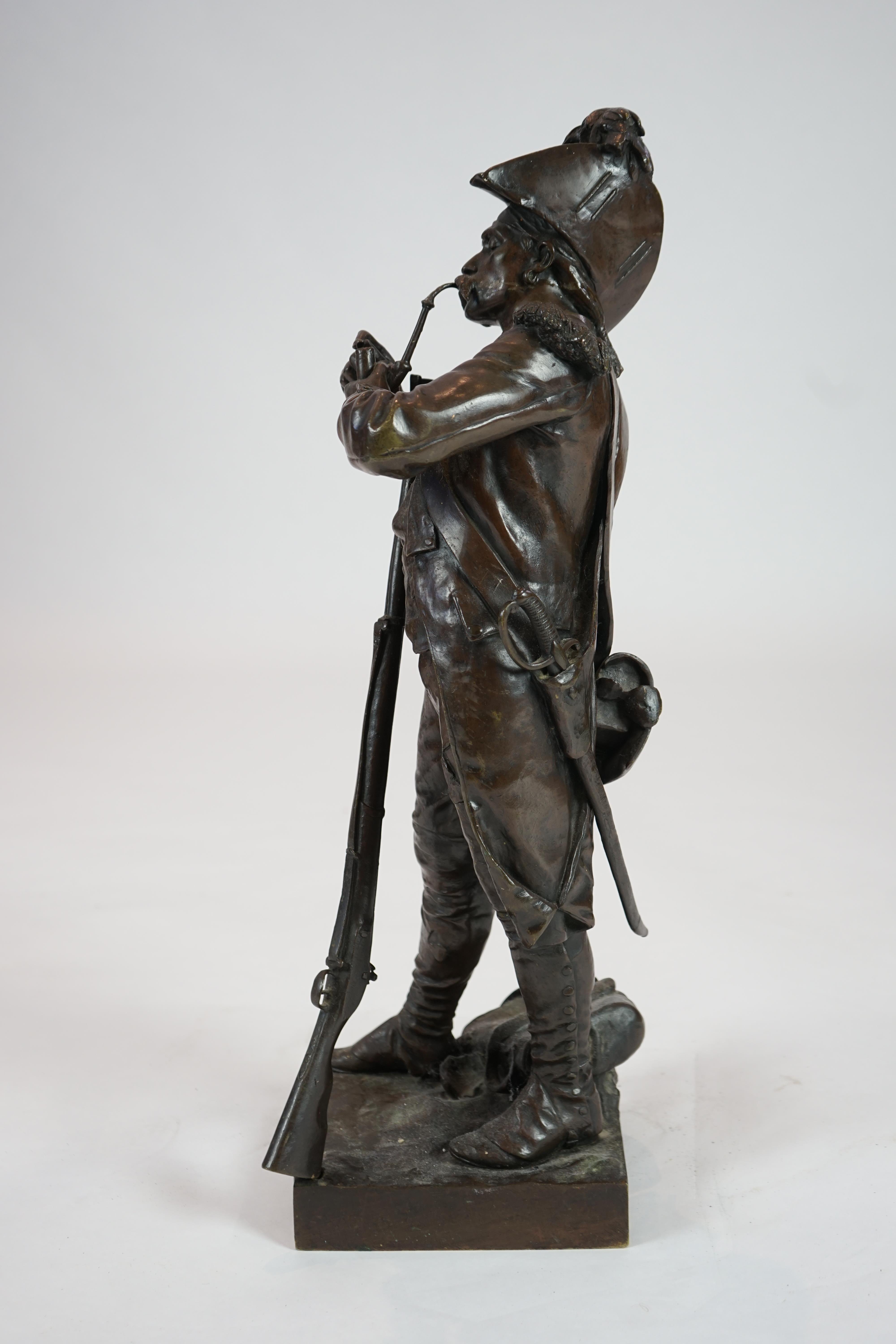 Henri Etienne Dumaige (French, 1830-1888), a bronze figure 'Apres le Combat Grenadier de 1792'